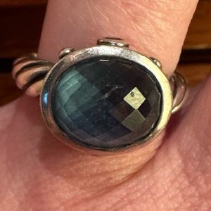 AUTHENTIC David Yurman 925 Sterling Silver London Blue Topaz & Amethyst Ring
